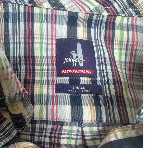 Johnnie-O Prep-Formance Blue Multicolored Plaid Button Down Shirt sz S NWOT - Picture 6 of 9